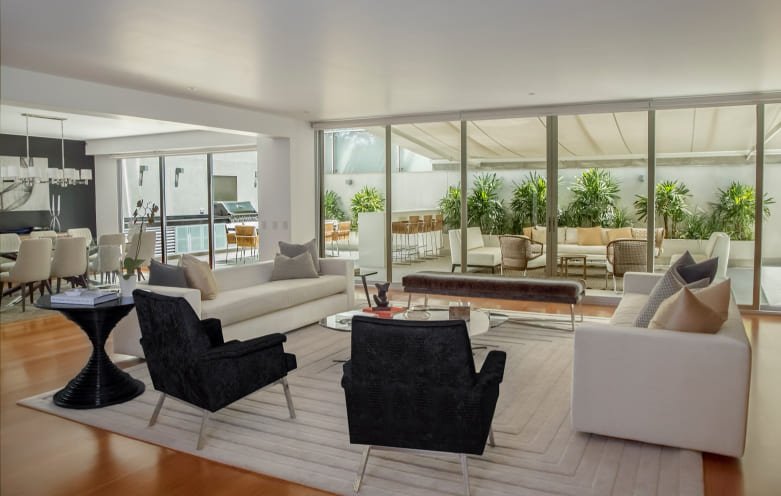 Open concept interior with bright light